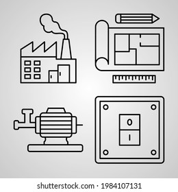 Set of Vector Line Icons of Industry
