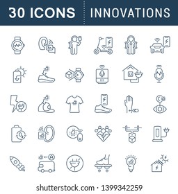 Set of vector line icons of innovations for modern concepts, web and apps.