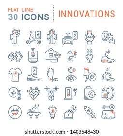 Set of vector line icons of innovations for modern concepts, web and apps.