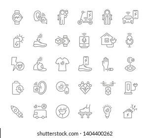 Set of vector line icons of innovations for modern concepts, web and apps.