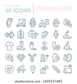 Set of vector line icons of innovations for modern concepts, web and apps.