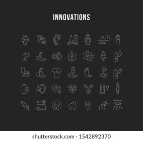 Set of vector line icons of innovations for modern concepts, web and apps.