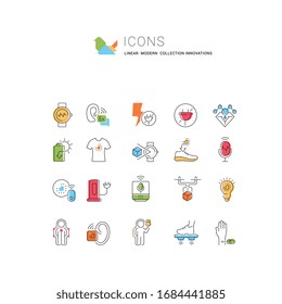Set von Vektorillustration Linie Symbole von Innovationen für moderne Konzepte, Web und Apps.