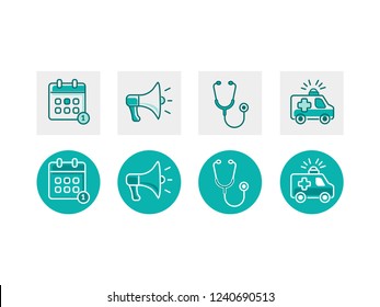 Set Vector Line Icons, Instagram Highlight Symbols In Flat Design Medicine And Health With Elements For Mobile Concepts And Web Apps. Collection Modern Logo And Linear Pictogram.