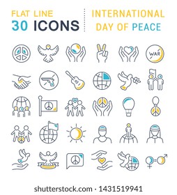 Set of vector line icons of international day of peace for modern concepts, web and apps.