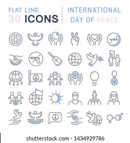 Set of vector line icons of international day of peace for modern concepts, web and apps. Set of vector line icons of international day of peace for modern concepts, web and apps.
