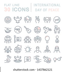 Set of vector line icons of international day of peace for modern concepts, web and apps. Set of vector line icons of international day of peace for modern concepts, web and apps.