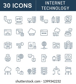 Set of vector line icons of internet technology for modern concepts, web and apps. 