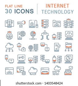 Set of vector line icons of internet technology for modern concepts, web and apps. 