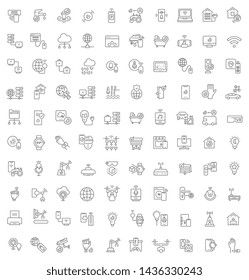 Set of vector line icons of internet of things for modern concepts, web and apps. 