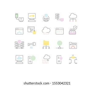 Set of vector line icons of internet technology for modern concepts, web and apps. 