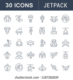 Set of vector line icons of jetpack for modern concepts, web and apps.