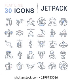 Set of vector line icons of jetpack for modern concepts, web and apps.