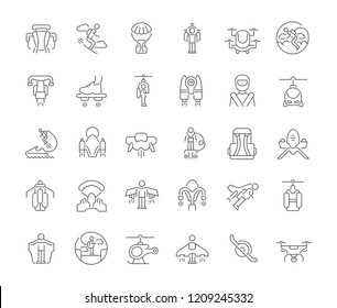 Set of vector line icons of jetpack for modern concepts, web and apps.