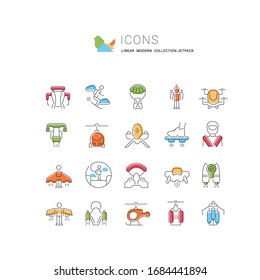 Set of vector line icons of jetpack for modern concepts, web and apps.