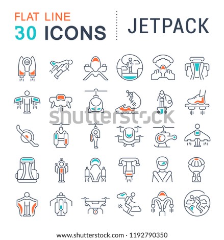 Set of vector line icons of jetpack for modern concepts, web and apps.