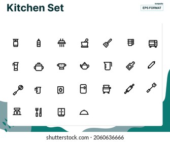 Conjunto de iconos de línea vectorial de Kitchen para conceptos modernos, digitales, sitios web, aplicaciones y anuncios.
