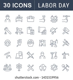 Set of vector line icons of labor day for modern concepts, web and apps.
