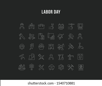 Set of vector line icons of labor day for modern concepts, web and apps.