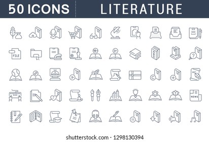 Set of vector line icons of literature for modern concepts, web and apps.