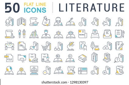 Set of vector line icons of literature for modern concepts, web and apps.