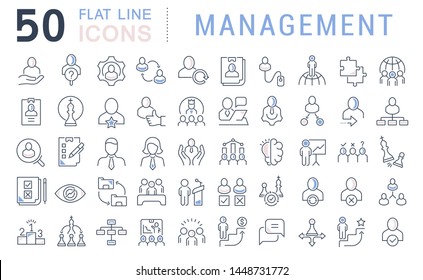 Set of vector line icons of management for modern concepts, web and apps. 