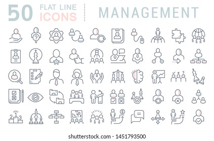 Set of vector line icons of management for modern concepts, web and apps. 