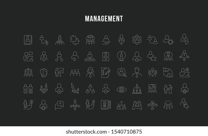 Set of vector line icons of management for modern concepts, web and apps. 