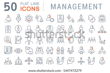 Set of vector line icons of management for modern concepts, web and apps. 