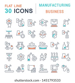 Set of vector line icons of manufacturing business for modern concepts, web and apps. 