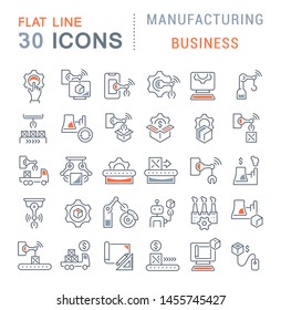 Set of vector line icons of manufacturing business for modern concepts, web and apps. 