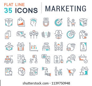 Set of vector line icons of marketing for modern concepts, web and apps.