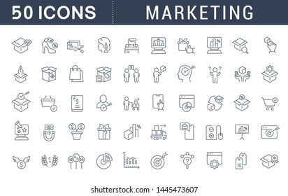 Set of vector line icons of marketing for modern concepts, web and apps.