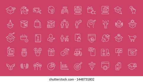 Set of vector line icons of marketing for modern concepts, web and apps.