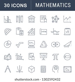 Set of vector line icons of mathematics for modern concepts, web and apps.