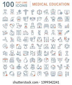 Set of vector line icons of medical education for modern concepts, web and apps.