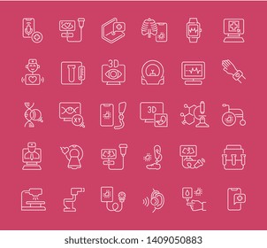 Set of vector line icons of medical technology for modern concepts, web and apps.