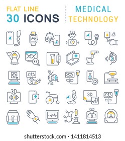 Set of vector line icons of medical technology for modern concepts, web and apps.