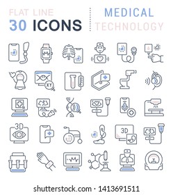 Set of vector line icons of medical technology for modern concepts, web and apps.