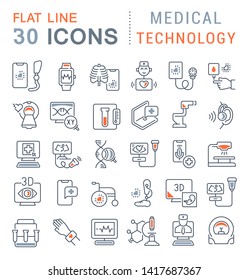 Set of vector line icons of medical technology for modern concepts, web and apps.