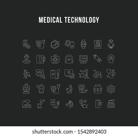 Set of vector line icons of medical technology for modern concepts, web and apps.
