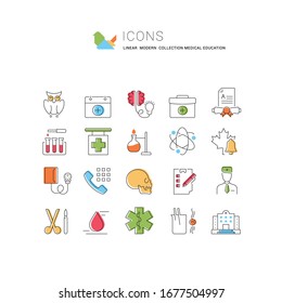 Set of vector line icons of medical education for modern concepts, web and apps.