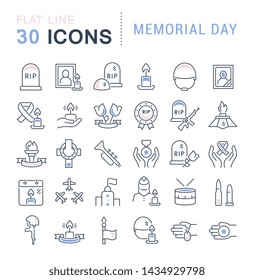 Set of vector line icons of memorial day for modern concepts, web and apps.