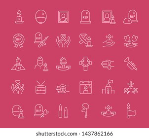 Set of vector line icons of memorial day for modern concepts, web and apps.