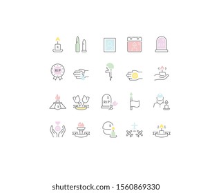 Set of vector line icons of memorial day for modern concepts, web and apps.