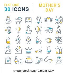 Set of vector line icons of mother's day for modern concepts, web and apps. 