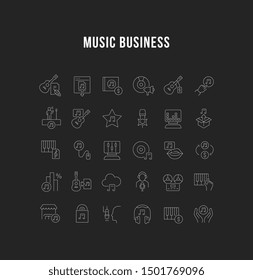 Set of vector line icons of music business for modern concepts, web and apps. 