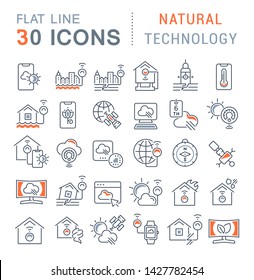 Set of vector line icons of natural technology for modern concepts, web and apps.