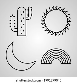Set of Vector Line Icons of Nature

