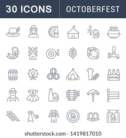 Set of vector line icons of octoberfest for modern concepts, web and apps.